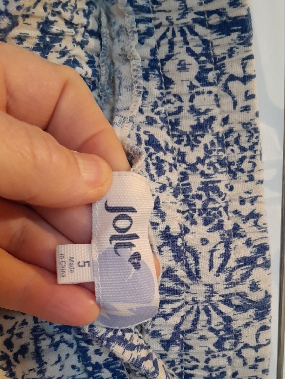 Jolt Navy and White Linen Blend Floral Drawstring Shorts with Tassel - Picture 2 of 6